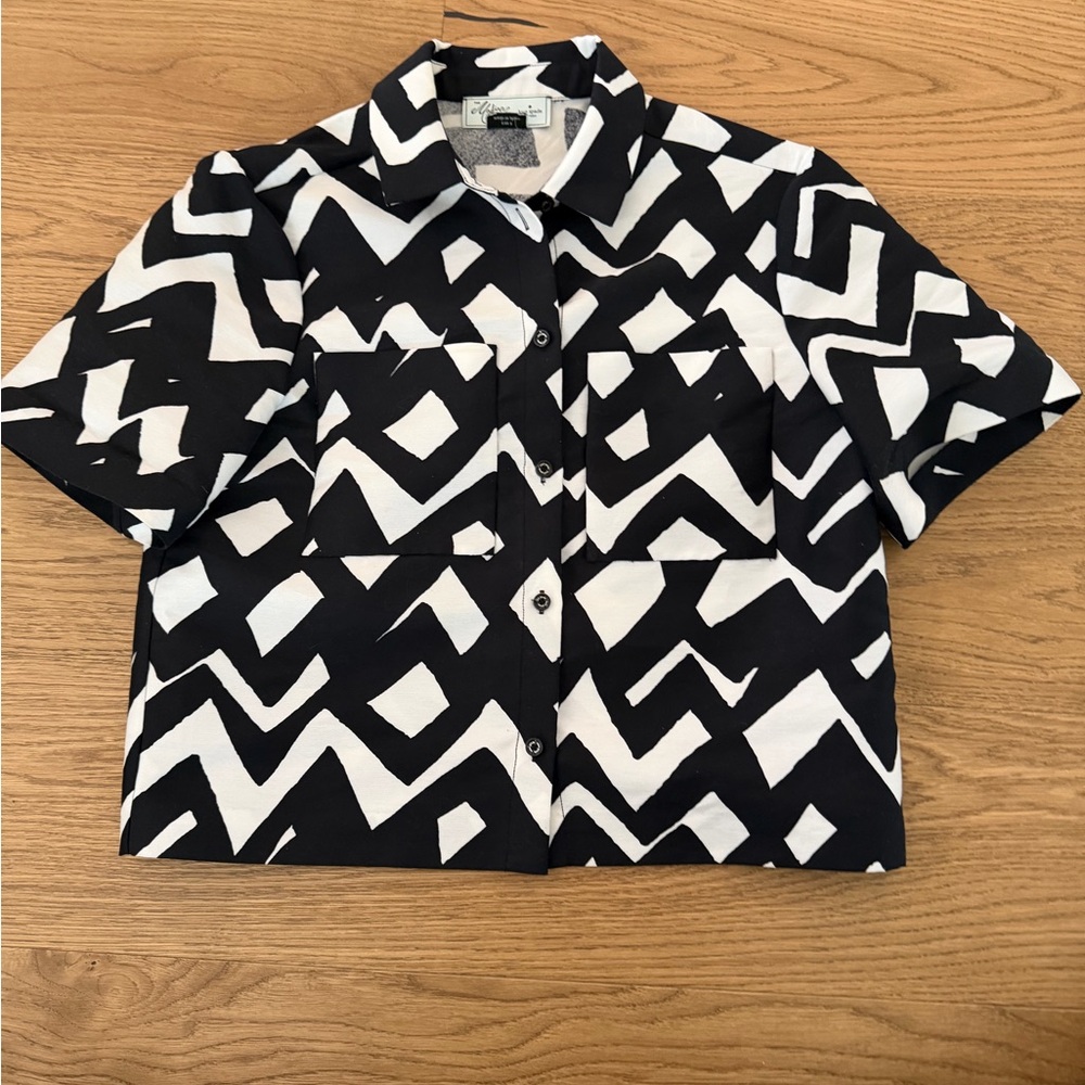Kate Spade - Madison Ave Collection- Geo Chevron Collared Blouse sz 4 *RARE